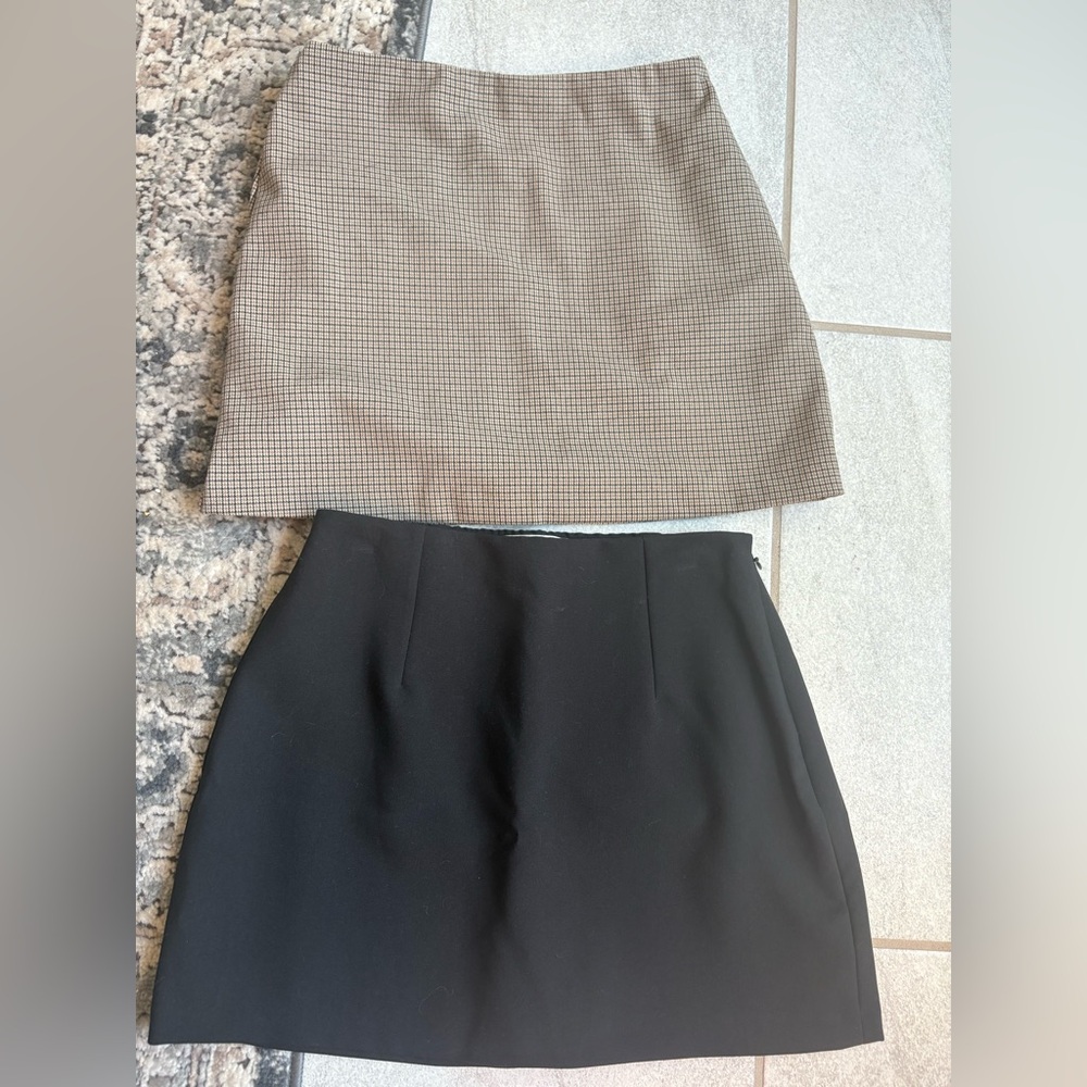 Abercrombie & Fitch Black and Checkered A-Line Skirt Set skort Scarlett mini